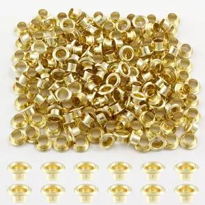 200Pcs 1/8inch ID Grommets Eyelets, 3 mm Hole Self Backing Eyelet for Bead Cores, Clothes, Leather，Jewelry, Gold