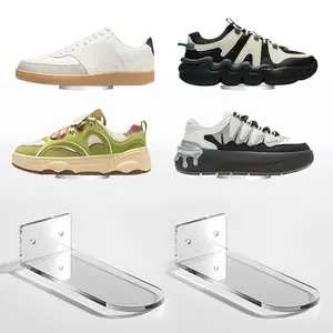1 Pc Transparent Acrylic Sturdy Shoe Rack Wall Mounted Floating Display Rack, Suitable For Various Shoe, Collectible, And Small Item Storage Display Racks In Households, Shoe Stores, And Other Scenarios