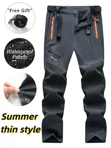 Outdoor Tactical Softshell Pants, Windproof Waterproof, Knee Reinforced, Multiple Zip Pockets, Waist Belt, Hiking Climbing Skiing Cycling Fishing
