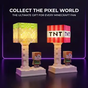3D Villager Grass Block LED Lamp - Bedside Table Light, Video Game Themed Home Decor for Room Accent Lighting