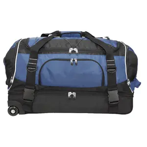 Golden Pacific 80330L 30 in. Drop Bottom Rolling Duffle Bag - Slate Blue, Secure, Functional, Handle, Locking Duffle Bag, Secure Duffle Bags, Functional Duffle Bags