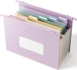 Wheat Straw Expanding Hanging File Folders,1.2" Accordion Pockets,File Organizer,Large Capacity,Letter Size for Filing Cabinet, 100% BPA Free, Return to Nature, Healthy Living-Lavender Purple EcoStash