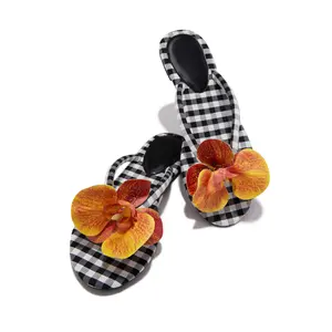 Isla Bonita Gingham Slip On Sandals - Black