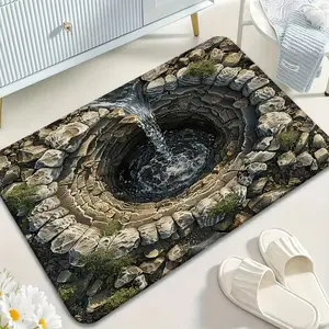 1pc 3D Optical Illusion Welcome Door Mat with A Three-dimensional Sensory Experience and Realistic Stone Design Suitable for Both Indoor and Outdoor Use