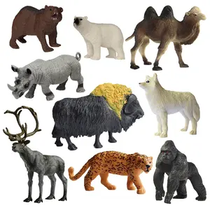 9 Pcs Wildlife Exploration Set, Interactive Educational Toys, Decorative Models, Birthday Party Gifts, Leopard, Bear, Camel, Gorilla