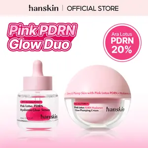[Hanskin] Pink Lotus PDRN Glow Routine Set - Vegan PDRN Hyaluron Serum 30ml + Glow Cream 50ml for Hydration, Bouncy Skin & Glass Skin Glow