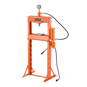 Heavy Duty 20T Capacity Steel H-Frame Pneumatic Shop Press with Pneumatic Pump, Press Plate, Adjustable Base, Triangular Support - Stable for Garage Floor Use, Ideal for Bending, Straightening