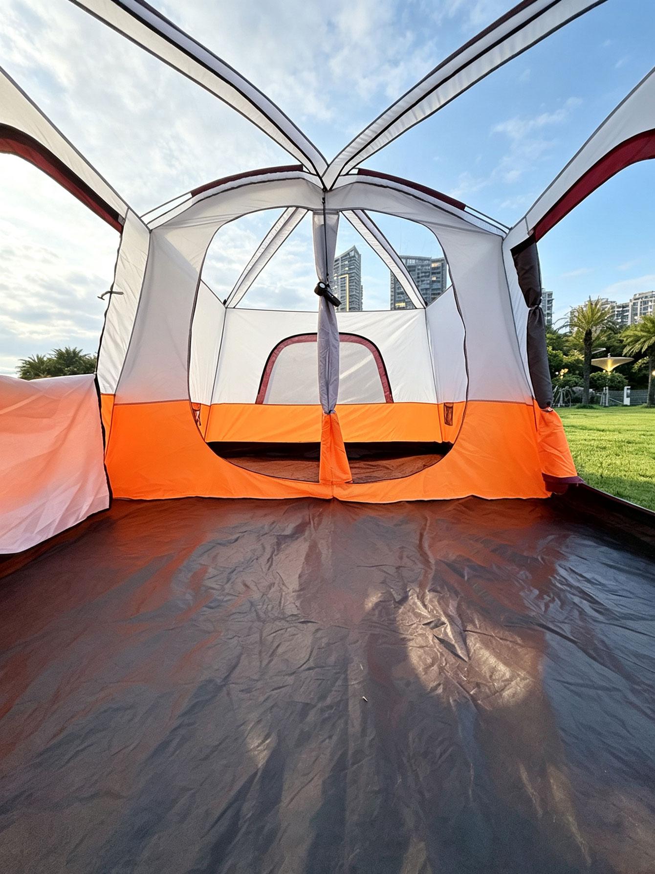【Family Camping Tent】10-12 Person Extra Large Waterproof Easy Setup Oxford Straight Wall 2 Rooms Mesh Windows 3 Doors for Summer Camping Hiking Glamping Friends & Family Gatherings Camping Essentials National Park Week Labor Day Gift