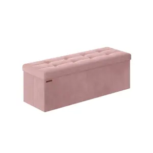15" x 43" x 15" Foldable Storage Ottoman Bench Jelly Pink