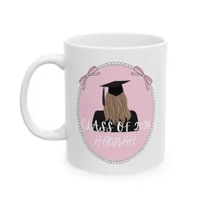 Personalized Graduation Mug, Class of 2026 Name Coffee Cup, Pink Grad Gift for Her