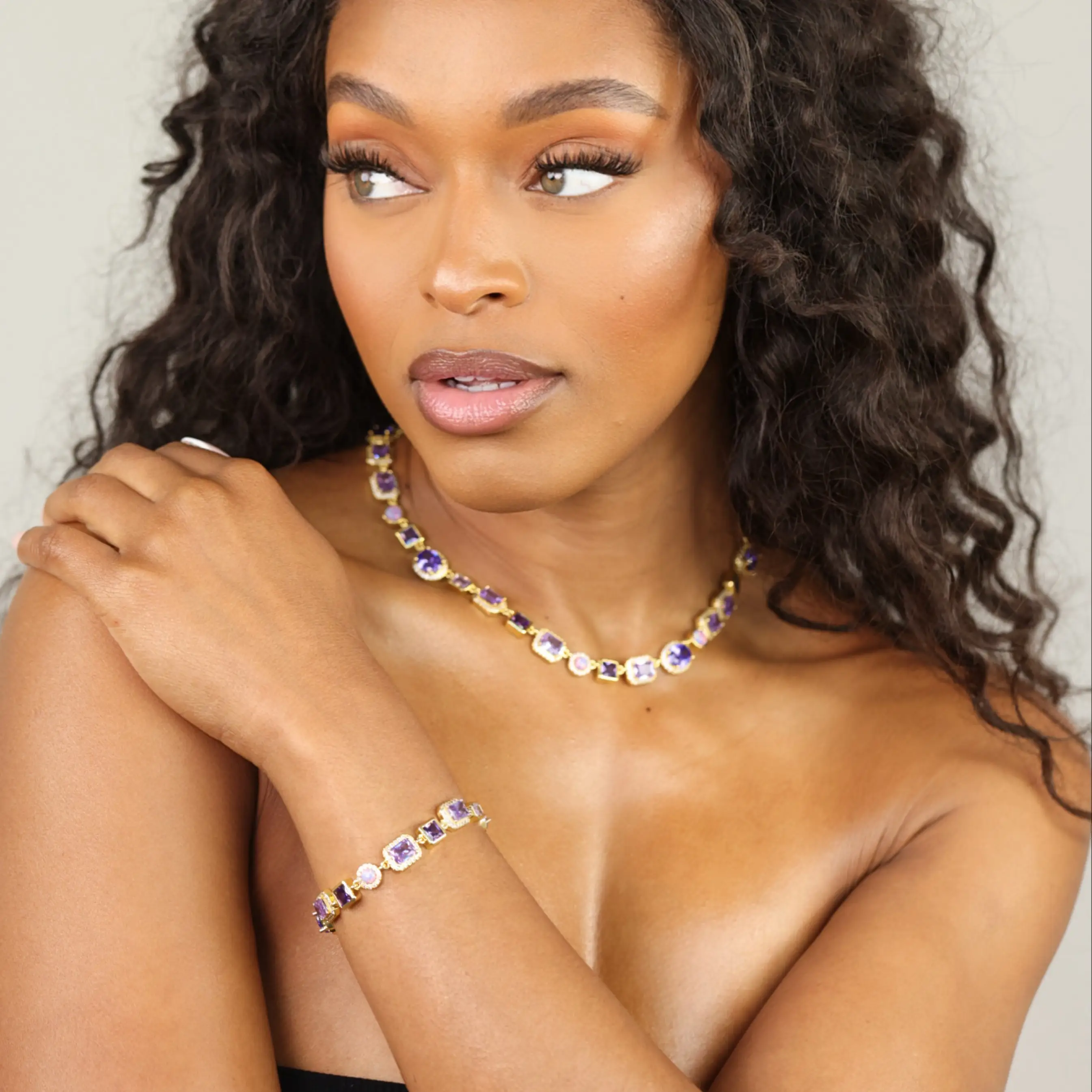 Iris Purple Solstice Gemstone Bundle (Necklace & Bracelet)