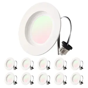 summervibes VEVOR 10 Pack LED Recessed Lighting, 4 Inches, Retrofit Can Lights, 750 LM 9W 120V, Selectable 5CCT 2700K/3000K/3500K/4000K/5000K, 10 to 100 Dimmable, Compatible with E26 Base and TP24 Connector, Dimmable Leds, Retrofit Type