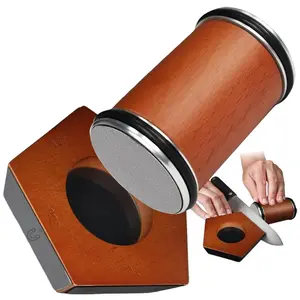 Rolling knife sharpener set with diamond and ceramic discs, 15°20°, different angles for sharp edges, suitable for any hardness of steel, wooden grips for honing knives sharpening Kitchen Gadgets