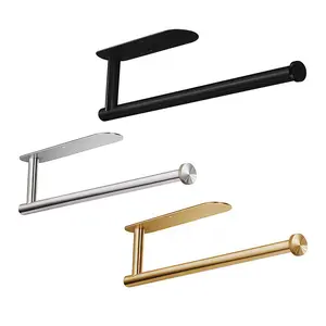 Stainless Steel Paper Towel Holder, No-Nail Self-Adhesive Wall Mount, Metal Roll Dispenser for Kitchen & Bathroom, Tissue Holder