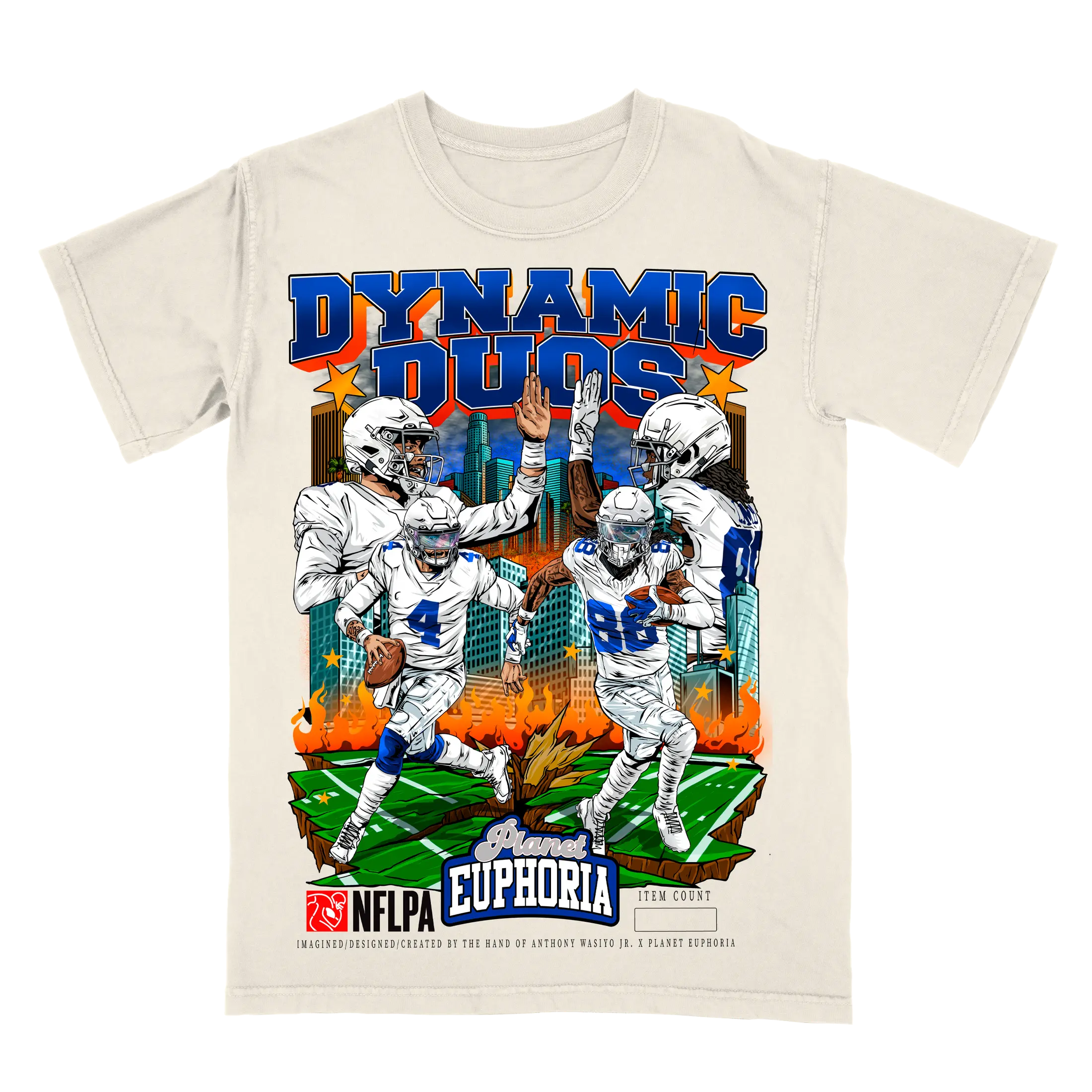 Gildan 'Dynamic Duos' Tee Classic Fit Men's 100% Cotton Oversized Shirt Top Garments NFLPA Euphoria Design