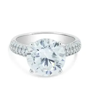 Round Cut Silver Floral Moissanite Cluster Engagement Ring