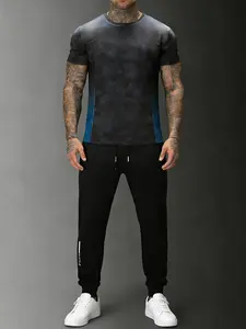 Men's Round Neck T-Shirt & Drawstring Pants Set, Casual Plain Design, Comfortable Fit, Perfect for Daily Wear, All Seasons