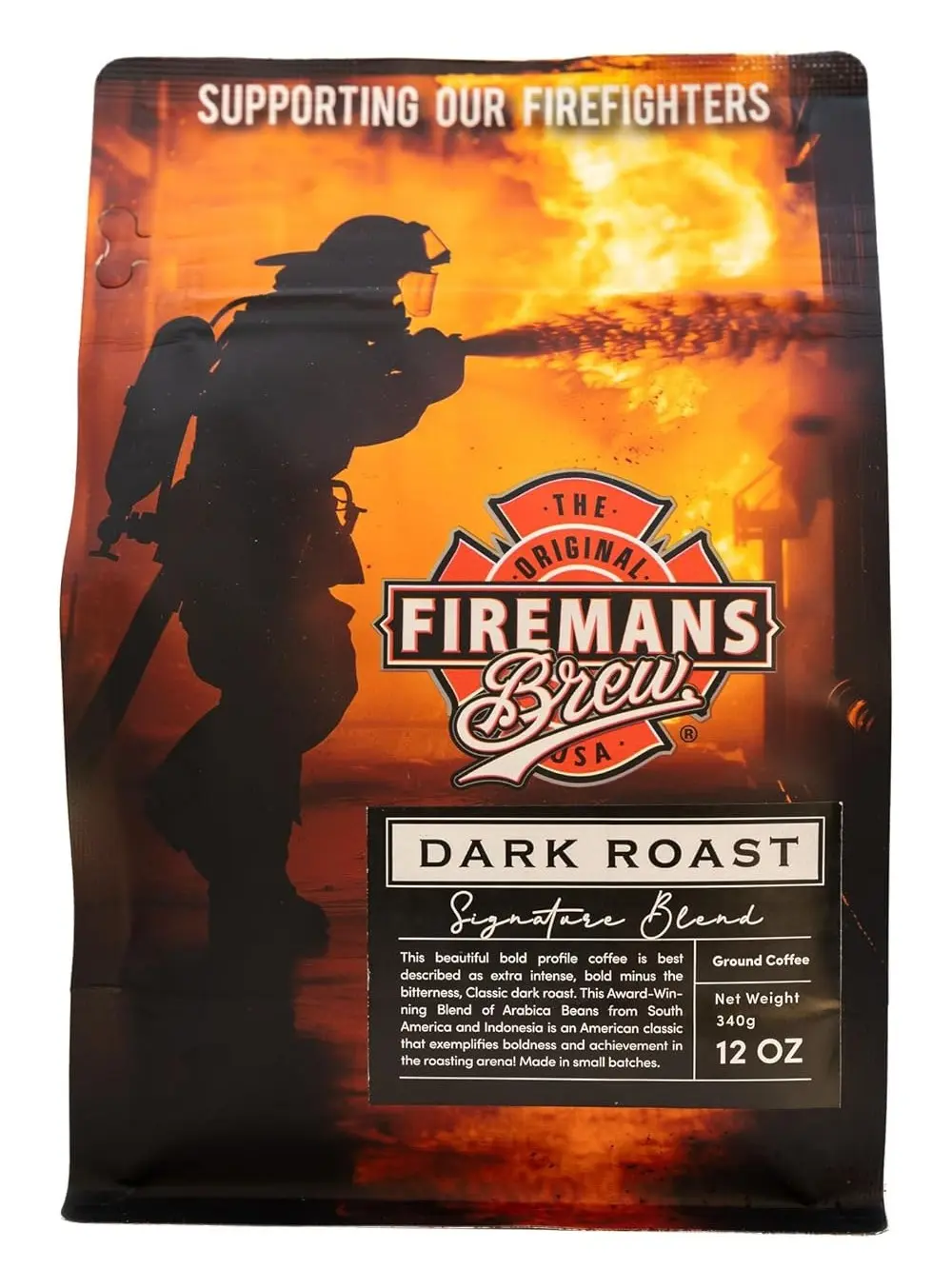 Fireman’s Brew Dark Roast Coffee – Bold and Full-Bodied, Whole Bean or Ground, 12oz