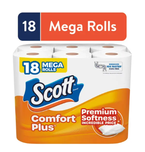Scott ComfortPlus Toilet Paper, 18 Mega Rolls
