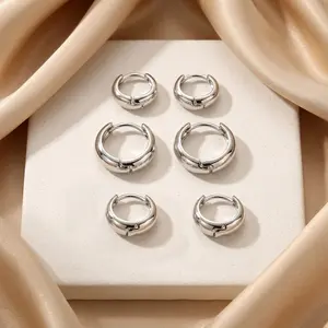 8-12mm Thick Plain Silver Hoops Multi-Pack (3 Pairs) | High-Polish Smooth Chunky Loop for Y2K Aesthetic, Punk Rock, Party, Date Night & Daily Wear Jewelry