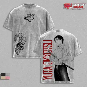Yuta Okkotsu Copy Technique Vintage Washed Oversized T-Shirt, Jujutsu Kaisen Anime Graphic Tee, Unisex Streetwear Soft Cotton Top Outfit for Men, Casual Menswear Gift for Anime Fans