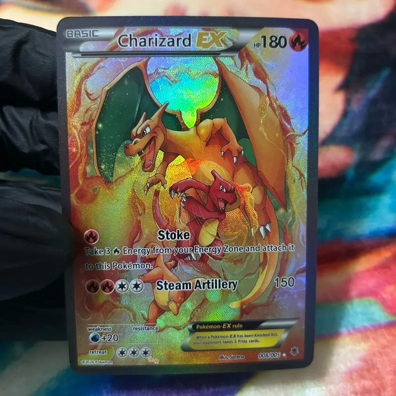 Charizard Ex Handcrafted Card | Holo | Textured Finish | Fan Art Card