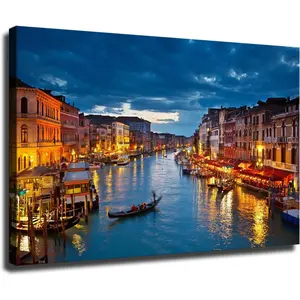 Italy Beautiful Grand Canal Landscape Photograph Venice Skyline Picture Canvas Poster Print -HD Wall Art Aesthetics for Living Room Bedroom Office Kitchen Gym Home Decoration