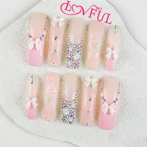Lovful | Curved Mid Length 1.7" Eagle & Hawk Curve Claw Handmade Acrylic Press On Nails Summervibes | 10PCS Reusable, Salon Quality,H26-H217