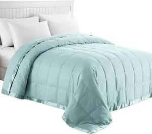Blankets  Size - Soft Lightweight Down Blanket for  Seasons, Cozy Warm Luxury Bed Blanket with Satin Trim, Cotton Cover, Blue (90"X90")