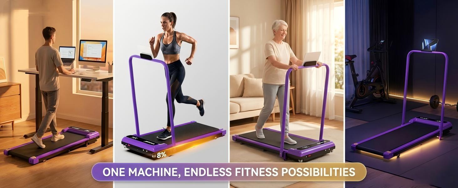 【New Arrival】YAGUD Electric Folding Treadmill with Handrail, Low-Noise Motor – 265lbs Weight Capacity Spacious Belt Walking Pad, Dual Shock Absorption, Remote Control & Wheels for Easy Moving – Includes Free Resistance Bands and Remote Home Gym Equipment