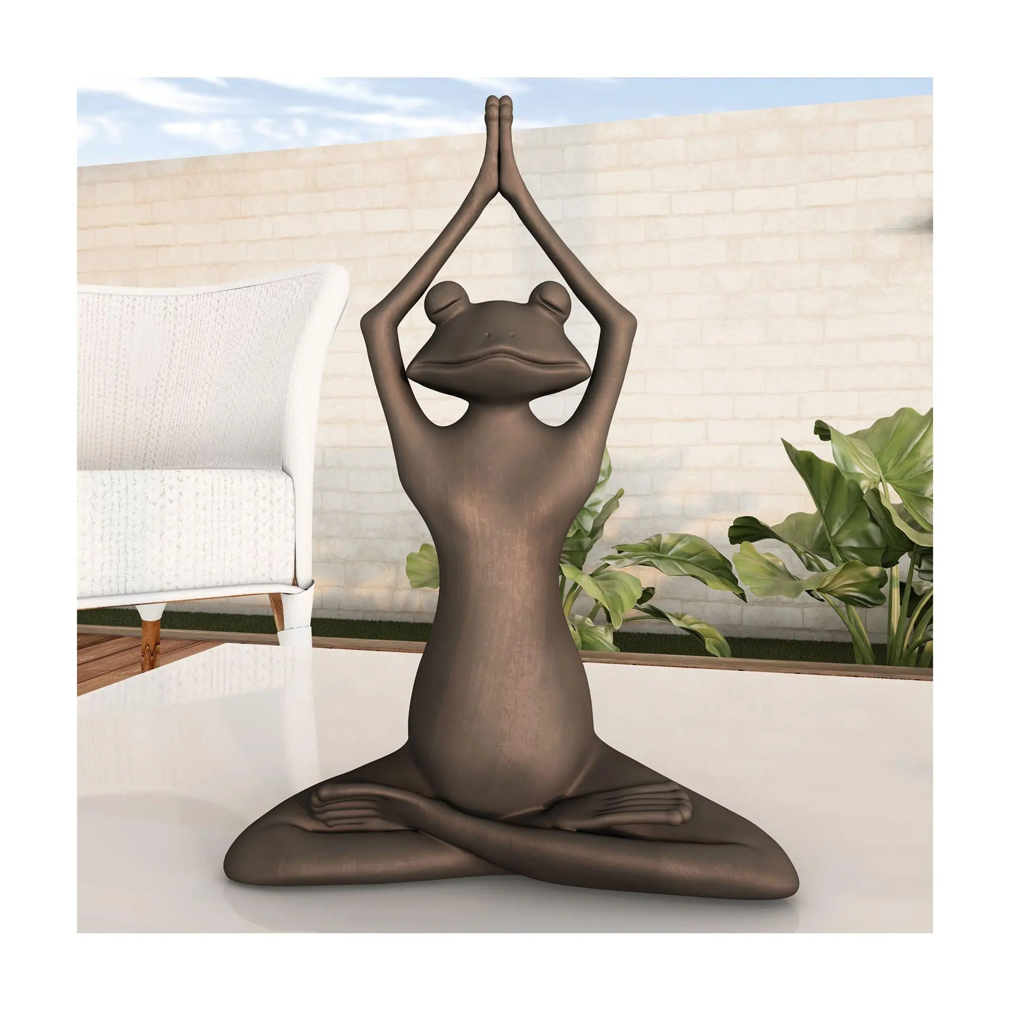 Pure Garden Stretching Frog Statue Zen Animal Yoga Figurine Pure Garden Stretching Frog Statue Zen Animal Yoga Figurine