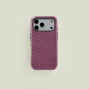 This minimalist purple polka dot pattern protective case is a durable 2-in-1 design, compatible with iPhone 17/16/15/14/13/12/11 Pro Max/Plus/Pro and Samsung Galaxy S25/S24/S23 Ultra series. It's a simple and stylish phone case.