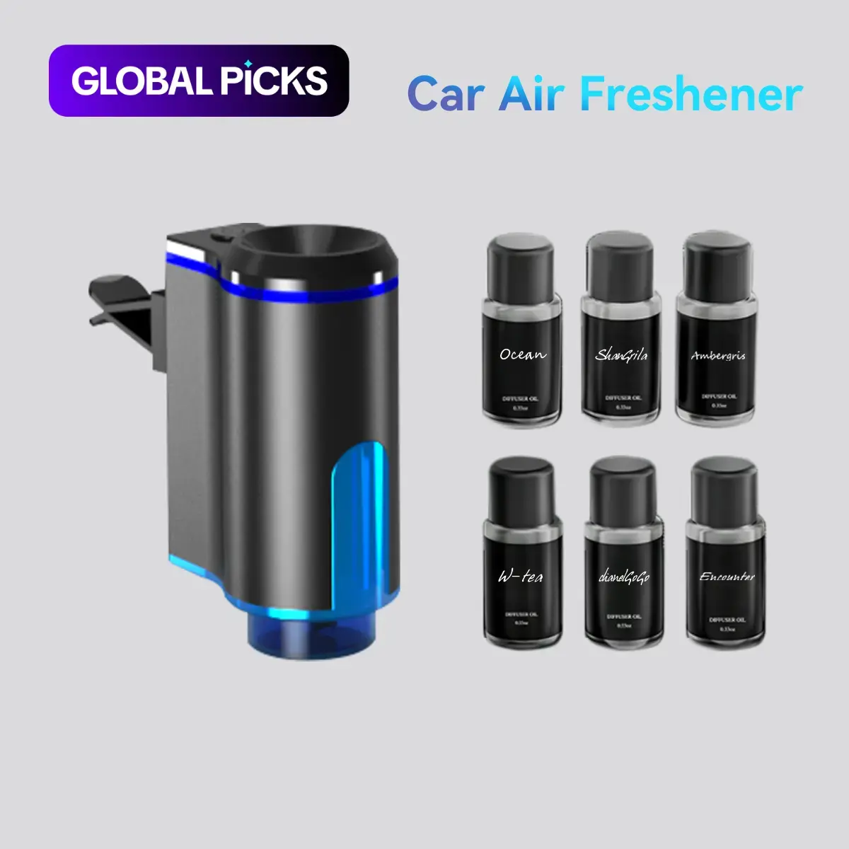 Smart Car Aroma Diffuser, Car Scent Diffuser, 1 Box Car Air Freshener with 6 Counts of Essential Oil, Adjustable Air Freshener, Car Interior Accessories, Car Interior Diffusers, Car Perfume, Car Fragrance Set #GLOBAL PICKS