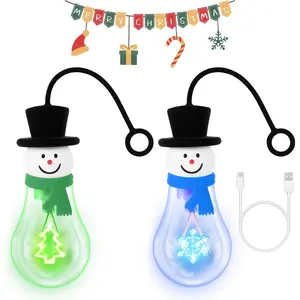 Christmas Bulb Light Christmas Night Light  Edison Style Bulb Light USB  8Hrs Play Fun Decorative for Indoor Outdoor  Party (Blue+Green)