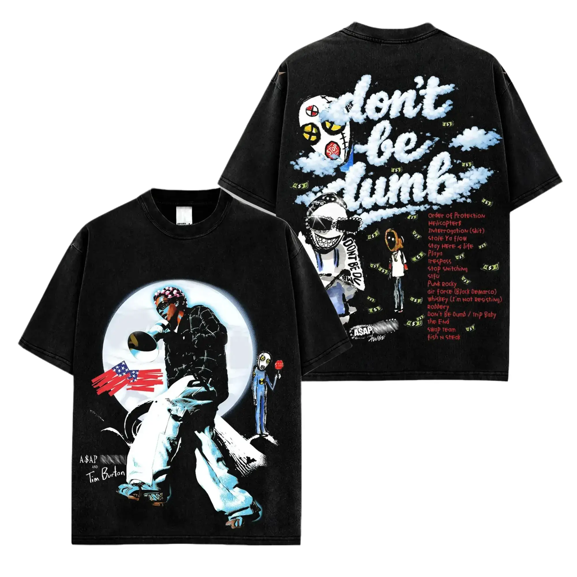 Rocky - Don't Be Dumb Graphic For Asap Fans High-quality Cotton T-Shirt, Rakim Mayers Fan Shirt Hip-Hop Shirt, Don't Be Dumb Tour Merch, Gift For Flacko Rap Fan Graphic Tee