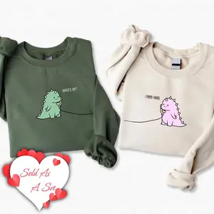 Cute Dinosaur Matching Sweatshirt – Funny Couples Valentine Gift, Matching Couple Outfit, Cozy Romantic Casual Wear