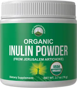 Peak Performance Organic Inulin Powder Natural Prebiotic Fiber for Gut Health. USDA Organic Raw Plant Based Vegan Prebiotics FOS Supplement from Jerusalem Artichoke