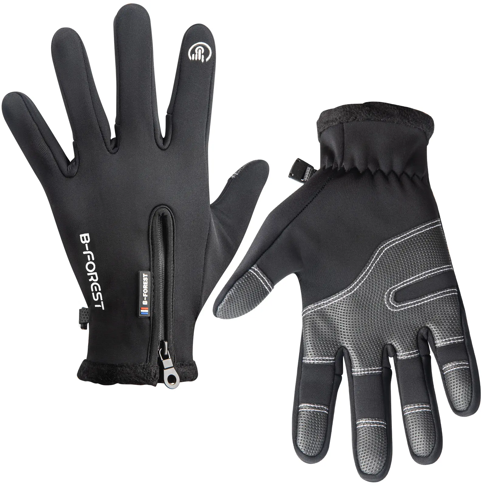 Windproof Winter Gloves Touchscreen Gloves Thermal Warm Gloves for Men and Women with Zipper Closure