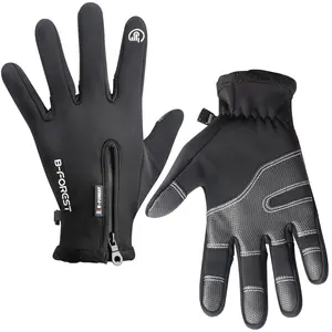 Windproof Winter Gloves Touchscreen Gloves Thermal Warm Gloves for Men and Women with Zipper Closure