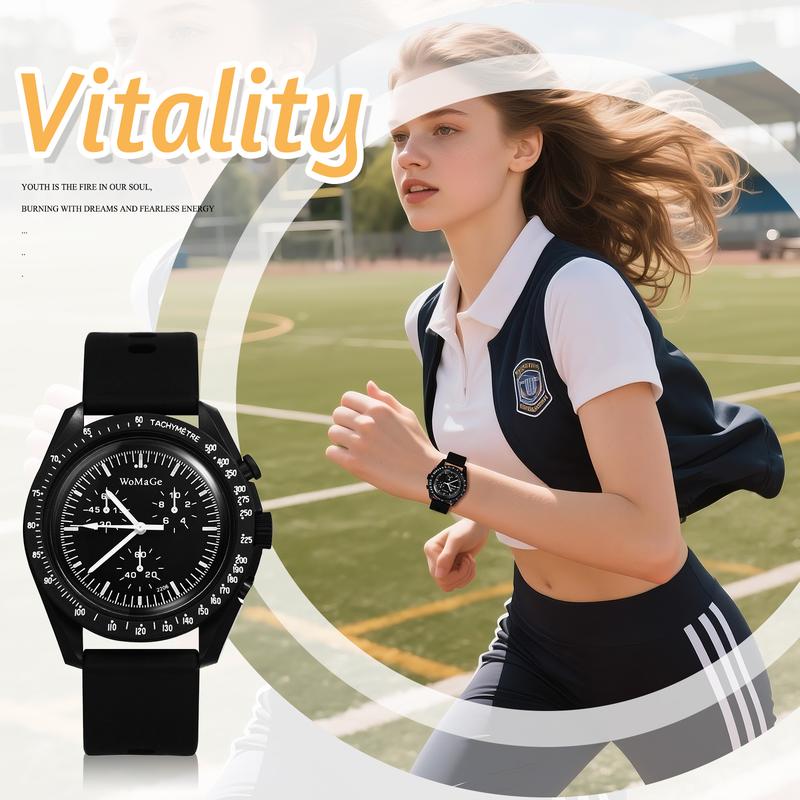 Men Women Silicone Watch - Analog Quartz Timepiece with Triple Sub-dials Fashion Casual Outdoor Sports Wristwatch for Christmas