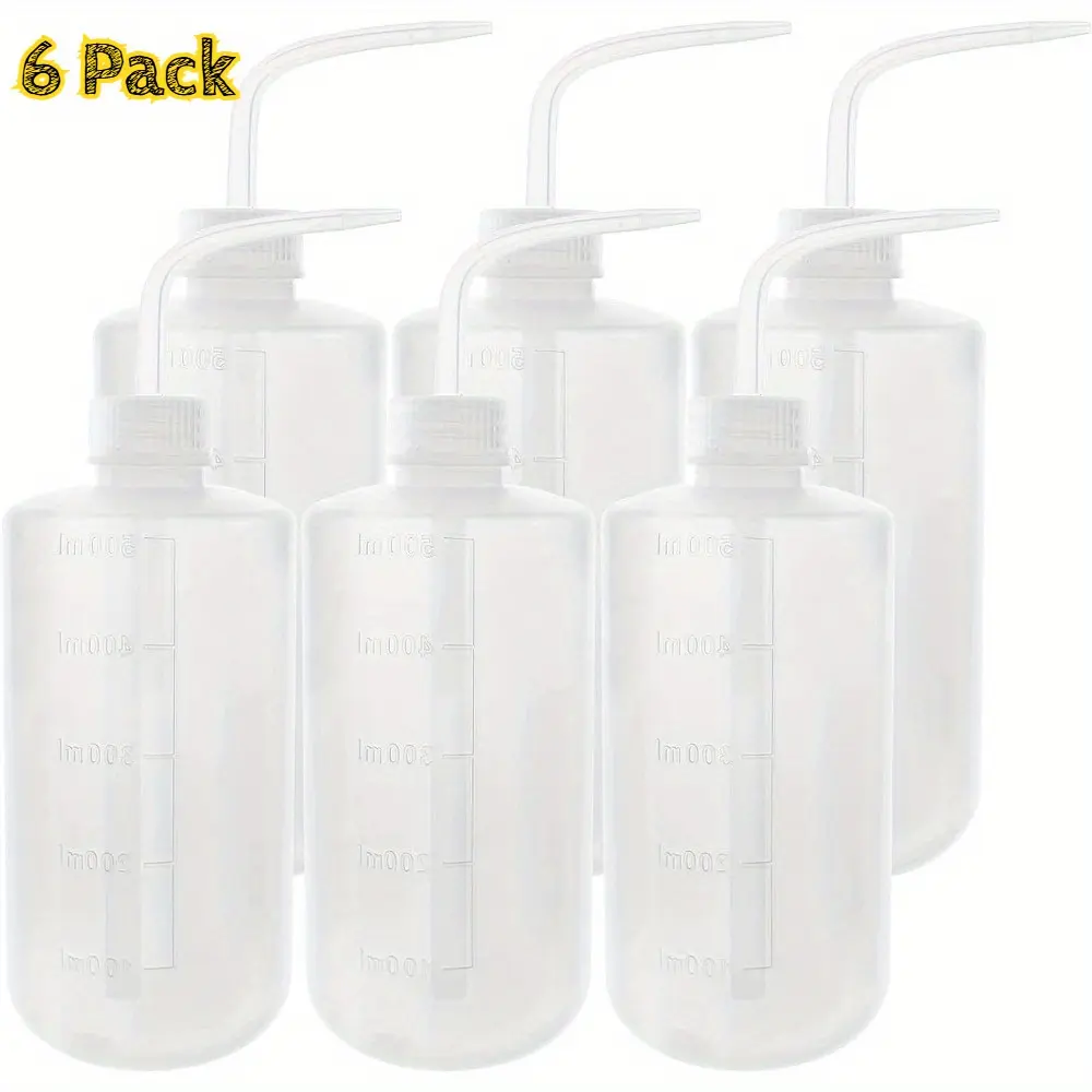 6PCS Refillable Plastic Squeeze Bottles - 17OZ Inverted Design for Easy Pouring,Ideal for Plant Washing,Tattoo Supplies,Lab Irrigation Use