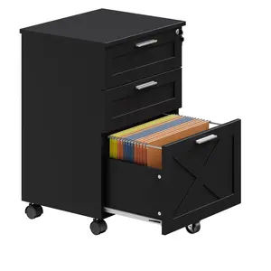 Garvee Mobile Filing Cabinet with 3 Lockable Drawers and Hanging File Compartment, Ideal for Office Organization and Secure Document Storage