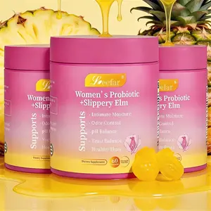 Ladies Intimate Health Probiotic Pineapple Gummies | Prebiotics + Slippery Elm + Premium Lactobacillus Blend for Female pH Balance & Discomfort from Dryness, 60 Count Supplement