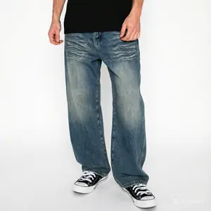 6-8Day Delivery Oversized Light Wash Denim Jeans for Men – Loose Straight Leg Trousers, Comfortable Daily Wear, Hip Hop Style, Fashionable Bottoms