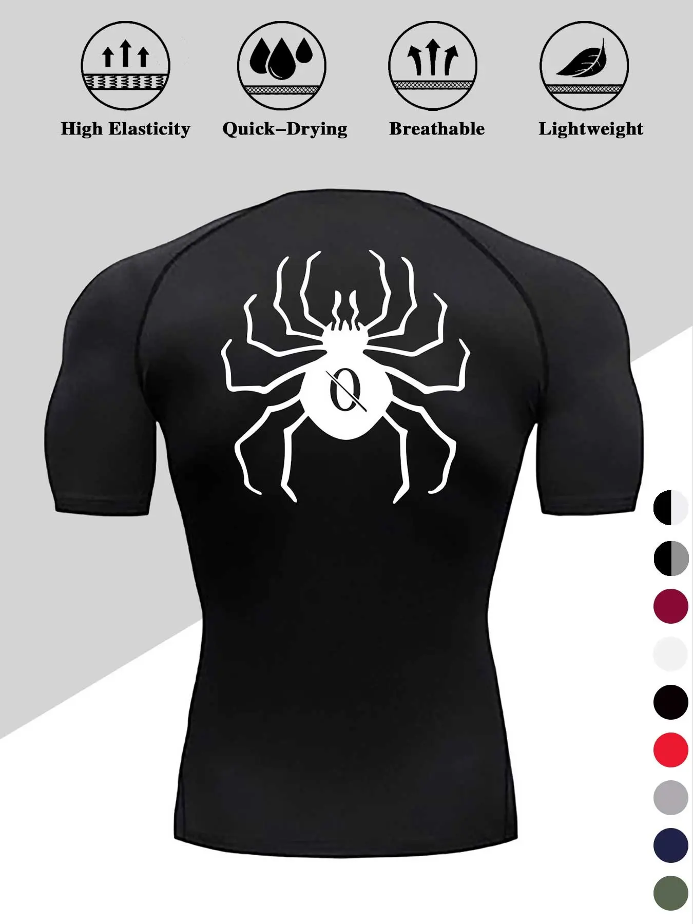 Men's Dragon Print Compression T-Shirt, Compression Sports Tee, Compression Tees, Fitness Training Clothes, Quick-Dry Breathable Stretch Fabric, Short Sleeve Top for Fitness and Outdoor Activities