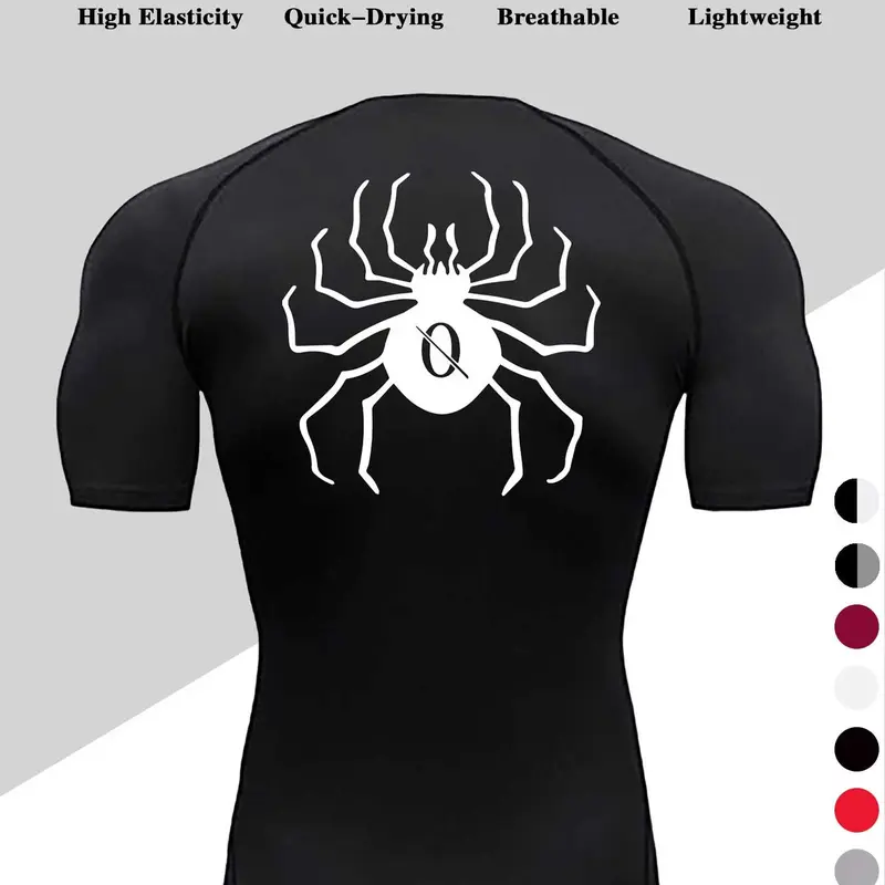 Men's Dragon Print Compression T-Shirt, Compression Sports Tee, Compression Tees, Fitness Training Clothes, Quick-Dry Breathable Stretch Fabric, Short Sleeve Top for Fitness and Outdoor Activities