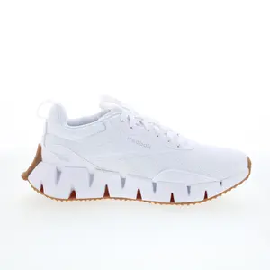 Reebok Zig Dynamica STR Womens White Canvas Lace Up Athletic Running Shoes