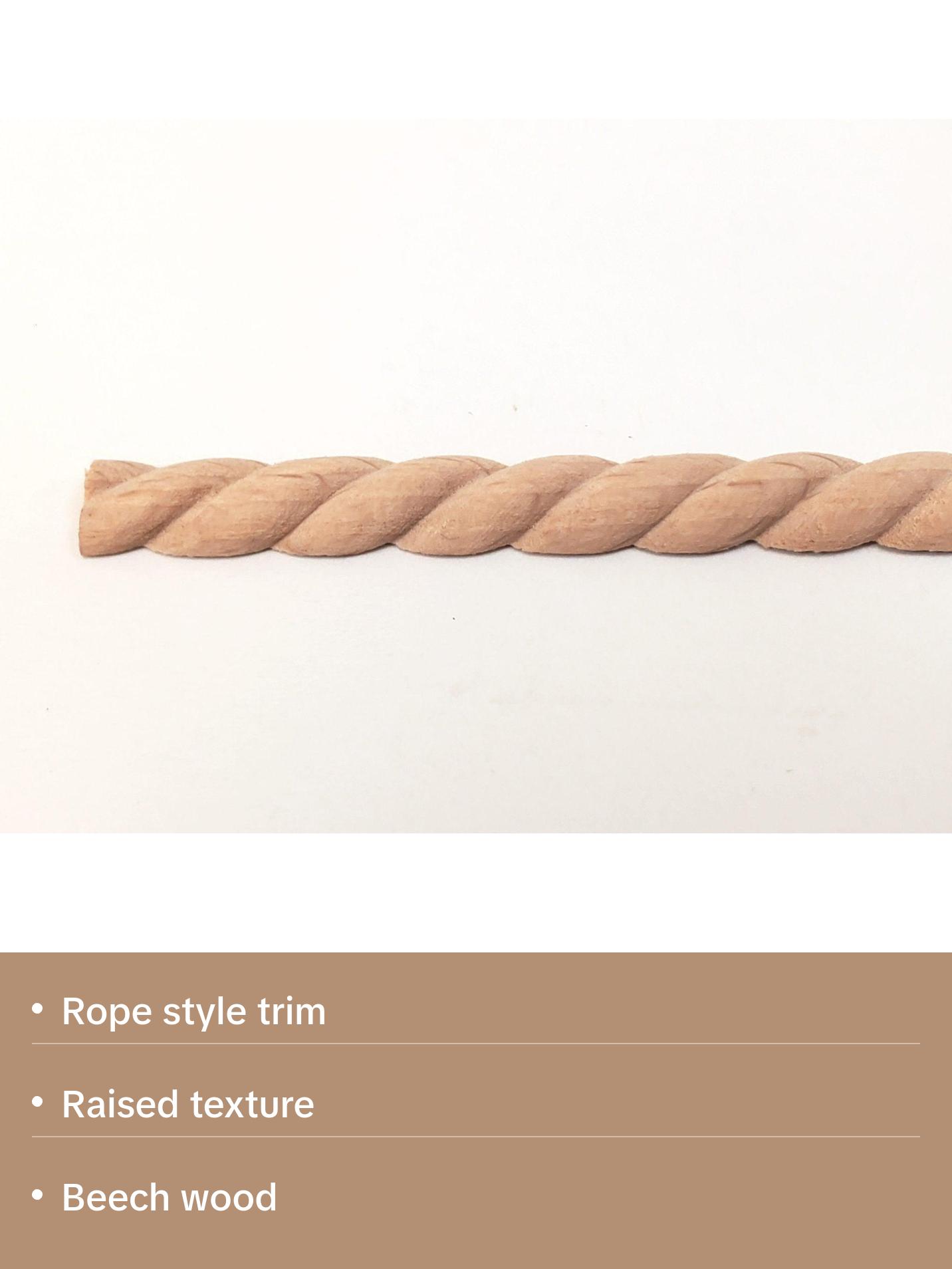 Miniature Wood Trim Flat Back Rope Style Relief Molding 5/16" x 18" Dollhouse Ceilings Walls