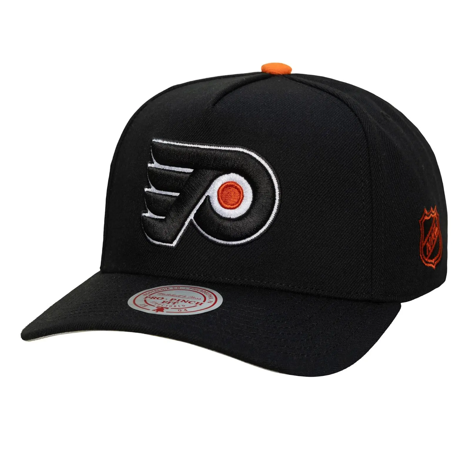 Philadelphia Flyers Black Legendary Away Pro Pinch Snapback Hat NHL Throwback Cap Adjustable Fan Gear Mitchell & Ness