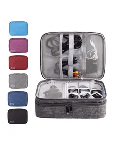 Multifunctional Data Line Storage Bag, Travel Cosmetic Organizer, Portable and Durable, Ideal for Electronics and Makeup